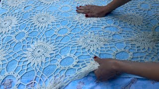 How I Wet Block and Spray Starch Crochet Tablecloth [upl. by Jenelle]