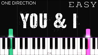 One Direction  You amp I  EASY Piano Tutorial [upl. by Kuhlman]