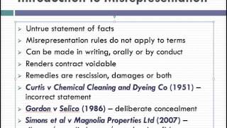 Misrepresentation Lecture 1 of 4 [upl. by Ayiram]