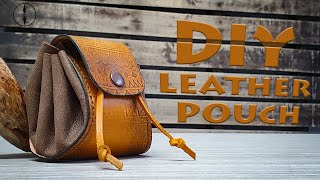 DIY Medieval Leather Pouch  Making a Drawstring Pouch  PDF pattern [upl. by Neidhardt]