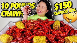 GIANT SEAFOOD BOIL 10 POUNDS OF CRAWFISH MUKBANG 먹방 EATING SHOW [upl. by Aicirtan]