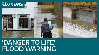 Floods bring danger to life as heavy rain batters UK  ITV News [upl. by Merkle]