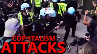 Cops ATTACK ProPalestinian Protesters BLOCK Press at DNC Convention [upl. by Adnav]