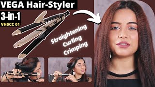 VEGA VHSCC 01 3 in 1 Hair Straightener Review  Straightener  Crimper  Curler [upl. by Kaleena]