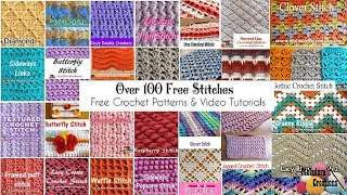 OVER 100 Crochet Stitch Tutorials amp Patterns 🌻🍀 [upl. by Meras]