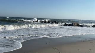 Long Beach NY  Atlantic Ocean beach with classic wooded boardwalk  New York USA summer 2021 4K [upl. by Jinny]