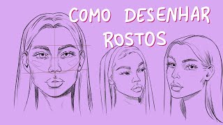 TUTORIAL DE COMO DESENHAR ROSTOS  PASSO A PASSO DE ROSTOS FEMININOS [upl. by Anayit]