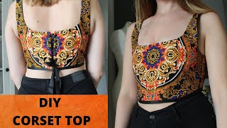 DIY Trendy Corset Top from Scratch easyish  How To Make Pattern [upl. by Odragde965]