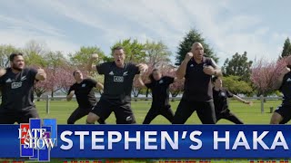 Stephen Learns To Perform A Traditional Maori Haka With The New Zealand All Blacks [upl. by Budworth522]