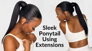 How To Easy Sleek LONG Ponytail Using Clip Ins With Better Length [upl. by Constancy674]