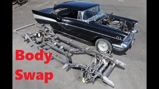 Body swap 1957 Chevy BelAir to Art Morrison chassis Step by step restoration by MetalWorks Classics [upl. by Kcaz632]