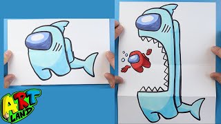 How to Draw an AMONG US SHARK SURPRISE FOLD [upl. by Clark598]