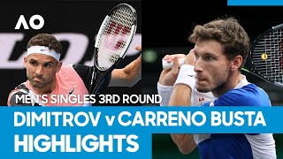 Grigor Dimitrov vs Pablo Carreno Busta Match Highlights 3R  Australian Open 2021 [upl. by Anohsal]