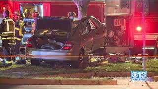 Impact Of Elk Grove Crash Splits Car In Two [upl. by Lachish]