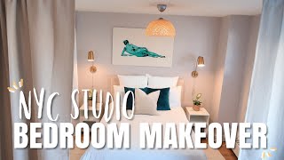 NYC Studio Bedroom Makeover  Revamp amp Organizing [upl. by Hamilah]