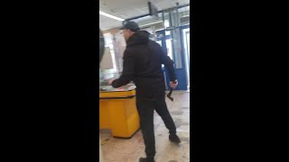 Angry Man Destroys Store With Ax [upl. by Dehnel546]