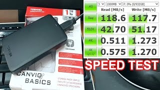 Toshiba Canvio Basics USB 30 1TB  Speed Test ReadWrite MBs [upl. by Atnim]