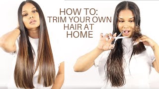 HOW TO TRIM YOUR OWN HAIR AT HOME  BEAUTY BY DN [upl. by Hermosa193]