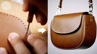 DIY Handmade Leather Bag  Leather Crafting [upl. by Zorana168]