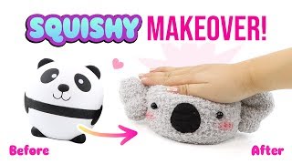 Squishy Makeover WITHOUT Paint or Glue Fluffy DIY Squishy Plush [upl. by Ainoval]