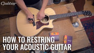 How to correctly restring your acoustic  Guitarcom DIY [upl. by Akined715]