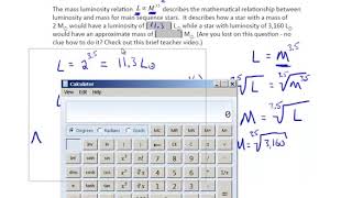 MassLuminosity Relationship Equation [upl. by Allenotna]