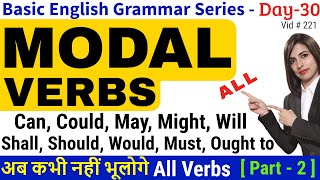 All Modal Verbs in English Grammar  What are modals [upl. by Aennil]