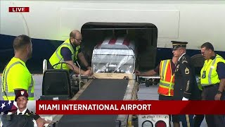 Sgt La David Johnsons casket arrives in Delta Airlines flight [upl. by Ailem]