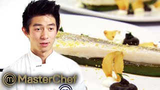 Reynold Poernomo Serves Raw Fish  MasterChef Australia [upl. by Anilem187]