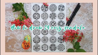 How to draw 24 easy Zendala  24 Zentangle [upl. by Eladnek]