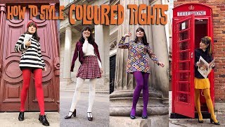 How to Style  Coloured Tights  Outfits   Carolina Pinglo [upl. by Kila967]