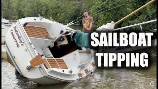 How To Replace Centerboard Keel Rope Line by Careening or Tipping Sailboat [upl. by Gnap333]