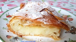 How to make Greek Bougatsa easy  Creamy Custard Pie  Μπουγάτσα [upl. by Pricilla]