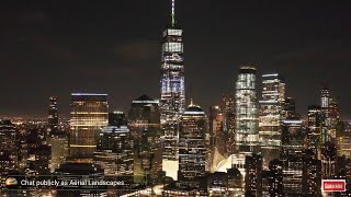 New York City Skyline at Night Live Screensaver HD  Aerial Landscapes Wallpaper HD Live [upl. by Deacon]