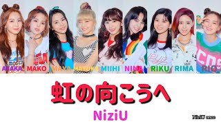 【歌詞Lyrics】虹の向こうへ  NiziU メンバーカラー 歌割り [upl. by Tatiana335]