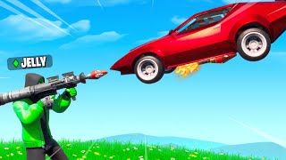 ROCKETS Vs 300MPH FLYING SUPER CARS In Fortnite [upl. by Avin]