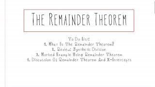 Algebra How to Use the Remainder Theorem Synthetic Division and Finding XIntercepts [upl. by Nnahgaem]