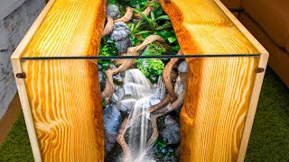 I Put a Waterfalls Terrarium in my Table Custom Build [upl. by Garlen]