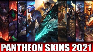 ALL PANTHEON SKINS  Including Ascended Pantheon Prestige Edition amp Ruined Pantheon Skin Spotlight [upl. by Mientao543]