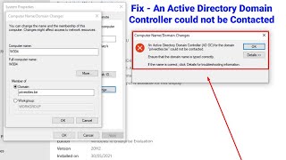 Fix An Active Directory Domain Controller Could Not be Contacted  cannot connect to domain [upl. by Dde]