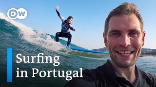 Surfing Portugal Fun in Cascais  Vlogger Steve Hänisch at the famous surfing spot near Lisbon [upl. by Broome]