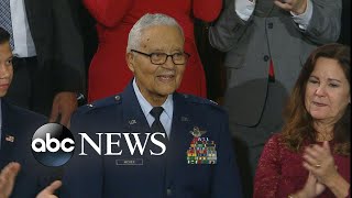 Tuskegee Airman attends State of the Union  ABC News [upl. by Zeuqcaj]