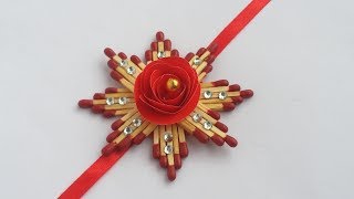 DIY Easy Rakhi Dasign How to Make Beautiful Rakhi  Raksha bandhan with Match Stick [upl. by Shina]