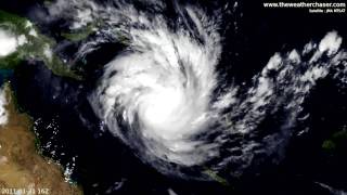 Satellite amp Radar Timelapse  Tropical Cyclone Yasi [upl. by Claudio]