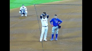 Javier Baez reacts to young girl hit by foul ball from Albert AlmoraCubs vs Astros52919 [upl. by Lennox26]