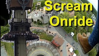 Heide Park Scream OnRide GyroDropTower Free Fall Tower 103 Meter  Scream Heide Park onride POV [upl. by Oisinoid806]