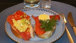 SMØRBRØD Norwegian Smoked Salmon amp Egg Open Face Sandwich Homemade Recipe Røkt laks og æg [upl. by Anana]