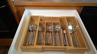 Expandable Bamboo Wood Cutlery Tray Drawer Utensil Organizer for silverware [upl. by Zaragoza]