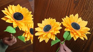 Easy Way To Make Beautiful Paper Sunflower  Paper Craft  Paper Flower  DIY Home Decor [upl. by Sregor]