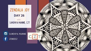 ZENDALA JOY Day 26  String 11 exploring Zentangle® and Mandala [upl. by Aiva]